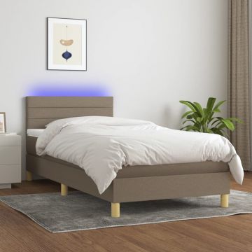 Боксспринг легло с матрак и LED, таупе, 90x190 см, плат