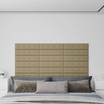 Стенни панели 12 бр капучино 60x15 см изкуствена кожа 1 Mea,08 м²