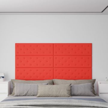 Стенни панели 12 бр червени 90x30 см изкуствена кожа 3 Snyder,24 м²