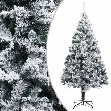 Изкуствена коледна елха с флокиран сняг, зелена, 400 см, PVC