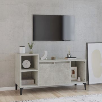 ТВ шкаф Dilara, бетонно сиво, 100x35x55 см, инженерно дърво