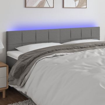 LED горна табла за легло, тъмносива, 160x5x78/88 см, плат