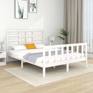 Рамка за легло бяла масивно дърво 120x190 см 4FT Small Double Simons