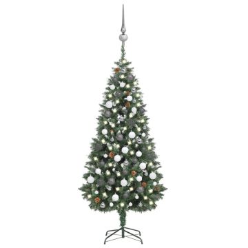 Изкуствена коледна елха с LED комплект топки и шишарки 180 см Stanley