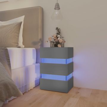 Нощно шкафче с LED, сиво, 45x35x67 см, ПДЧ
