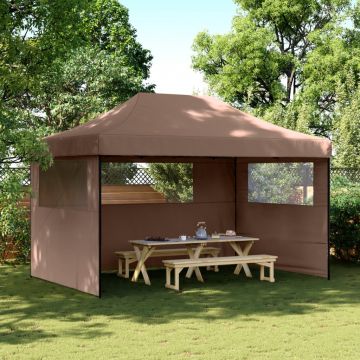 Сгъваема парти шатра pop-up с 3 странични стени кафява