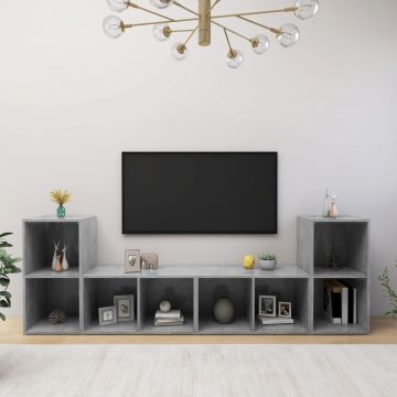 ТВ шкафове, 4 бр, бетонно сиви, 72x35x36,5 см, инженерно дърво