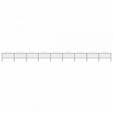Градинска ограда с пики, стомана, (1,25-1,5)x15,3 м, черна