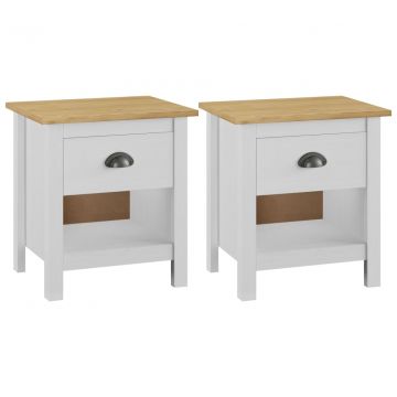 Нощни шкафчета 2 бр Hill Range бели 46x35x49 Rachel,5 см бор масив