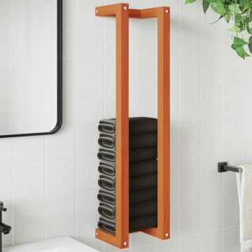 Поставка за хавлии восъчнокафява 23x18x90 см борово дърво масив