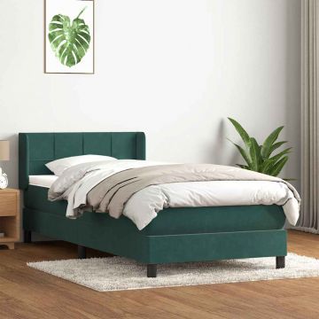 Box Spring легло с матрак Тъмнозелено 80x210 cm Кадифе