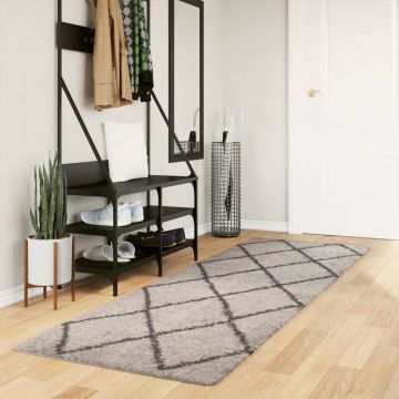 Шаги килим с дълъг косъм "PAMPLONA" бежов и антрацит 80x250 см