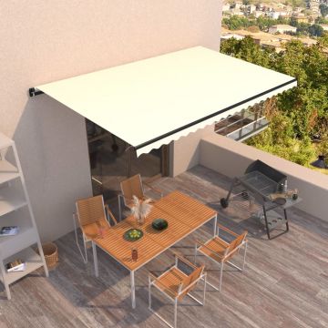 Ръчно прибиращ се сенник Arla, 500x350 см, кремав