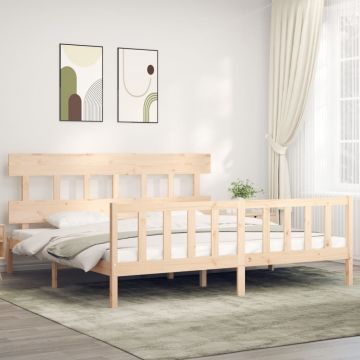 Рамка за легло с табла Super King Size дърво масив