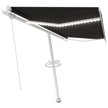 Ръчно прибиращ се сенник с LED Hartman, 400x300 см, антрацит