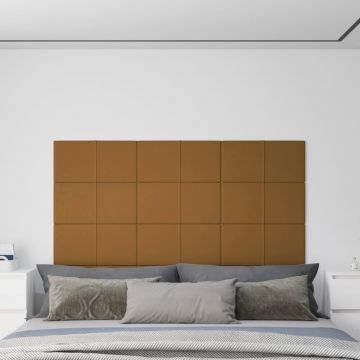 Стенни панели Kirsten, 12 бр, кафяви, 60x30 см, кадифе, 2,16 м²