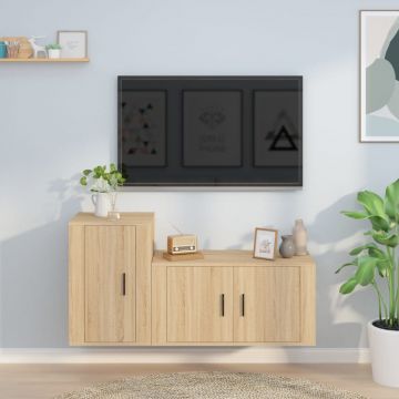 Комплект ТВ шкафове от 2 части, сонома дъб, инженерно дърво