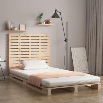 Стенна табла за спалня, 96x3x91,5 см, борово дърво масив
