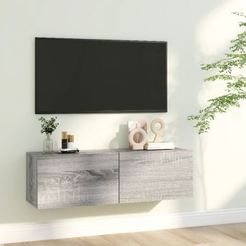 ТB стенен шкаф, сив сонома, 100x30x30 см, инженерно дърво