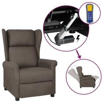 Електрически wingback реклайнер стол, кафяв, текстил