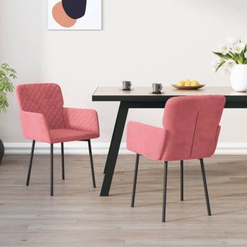 Трапезни столове Perkins, 2 бр, розови, кадифе