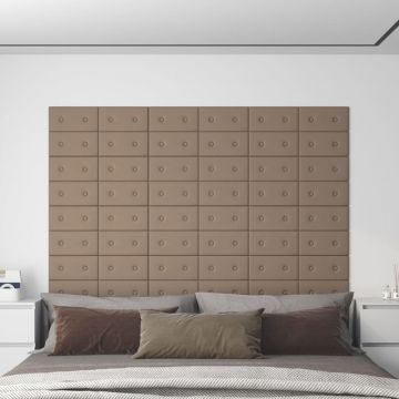 Стенни панели 12 бр капучино 30x15 см изкуствена кожа 0 Dillon,54 м²