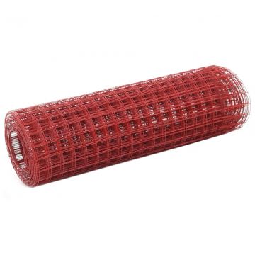 Кокошкарска мрежа Mahi, стомана с PVC покритие, 10x0,5 м, червена