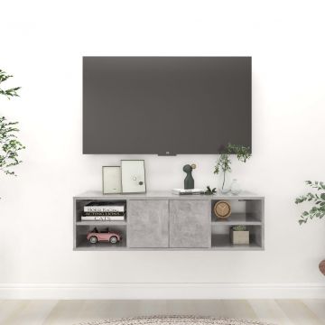 Стенен рафт, бетонно сив, 102x30x29 см, инженерно дърво