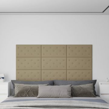 Стенни панели 12 бр капучино 60x30 см изкуствена кожа 2 Day,16 м²