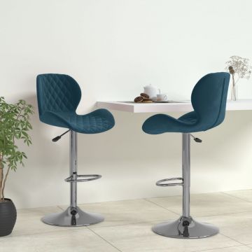 Бар табуретки Mclellan, 2 бр, сини, кадифе