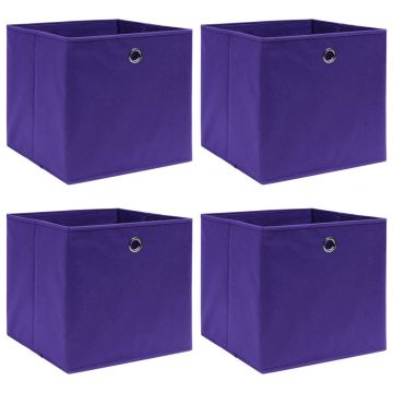 Кутии за съхранение 4 бр лилави 32x32x32 см плат