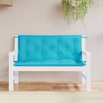 Възглавници за градински пейки 2 бр тюркоаз 120x50x7 см плат