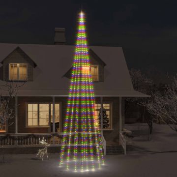 Коледна елха на флагщок, цветно, 1134 LED, 800 см