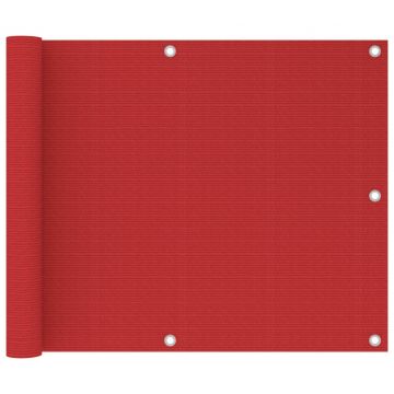 Балконски параван, червен, 75x600 см, HDPE