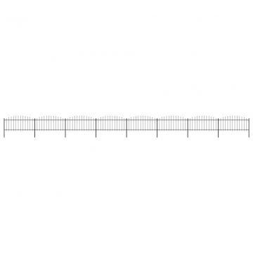 Градинска ограда с пики, стомана, (0,5-0,75)x13,6 м, черна