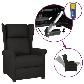 Електрически wingback реклайнер стол, черен, текстил