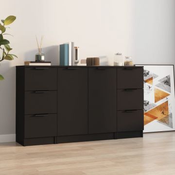 Сайдборди, 3 бр, черни, инженерно дърво