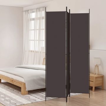 Параван за стая Whiteley, 3 панела, кафяв, 150x220 см, плат