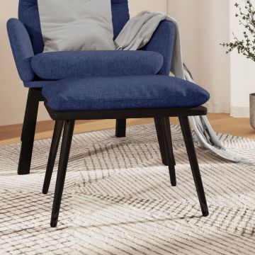 Табуретка Fox, синя, 45x29,5x35 см, текстил и изкуствена кожа