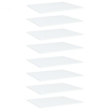 Рафтове за етажерка, 8 бр, бели, 60x50x1,5 см, ПДЧ