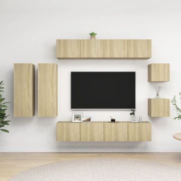 Комплект ТВ шкафове от 8 части Mclellan, дъб сонома, инженерно дърво