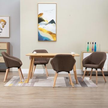 Трапезни столове Reilly, 4 бр, кафяви, плат