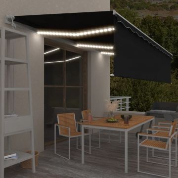 Автоматичен сенник с щора LED и сензор за вятър 6x3 м антрацит Walton