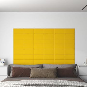 Стенни панели Sawyer, 12 бр, жълти, 60x15 см, плат, 1,08 м²