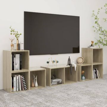 Комплект ТВ шкафове от 6 части Lowe, дъб сонома, инженерно дърво