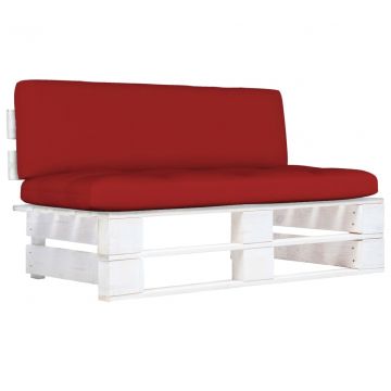 Градински среден диван от палети, бор, бяла импрегнация