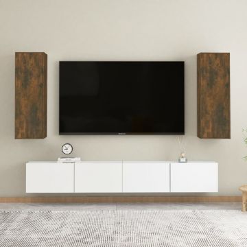 ТB шкафове, 2 бр, опушен дъб, 30,5x30x90 см, инженерно дърво