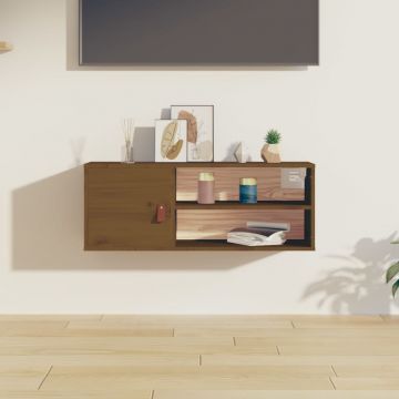 Стенен шкаф Castaneda, меденокафяв, 80x30x30 см, борово дърво масив