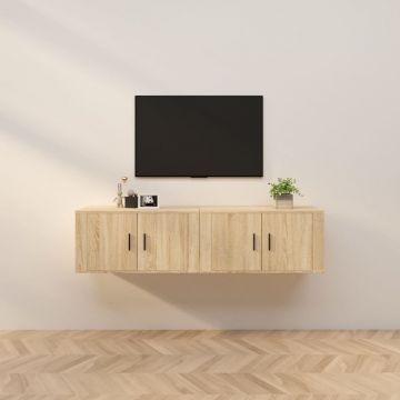 ТВ шкафове за стенен монтаж, 2 бр, сонома дъб, 80x34,5x40 см