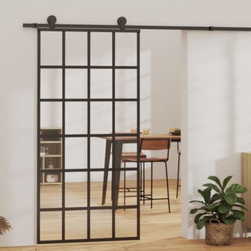 Плъзгаща се врата с механизъм ESG стъкло и алуминий 102x205 см Simpson